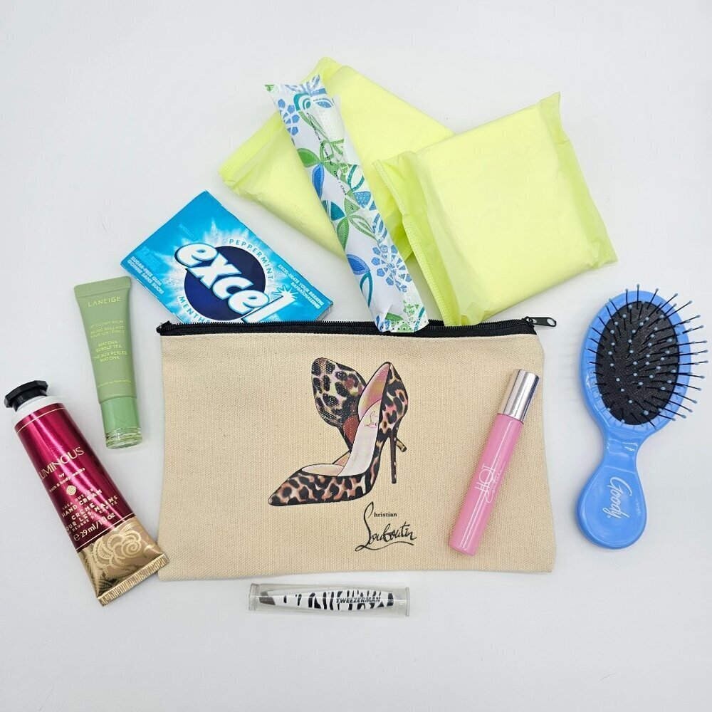Canvas Toiletry/Makeup Bag, Feminine Pouch, Travel Bag, Pencil Case - New -